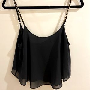 Black Cami W/Chain Straps and Open Chain Back